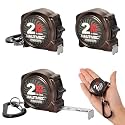 HAUTMEC Mini Tape Measure, Brown 3PCS 6ft/2m Small Measuring Tape, Metric & Imperial Scales, Retractable Pocket Keychain Measurement,ABS Protective Casing, Suitable for Homeowners, 25056