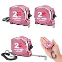 HAUTMEC Mini Tape Measure, Pink 3PCS 6ft/2m Small Measuring Tape, Metric &amp; Imperial Scales, Retractable Pocket Keychain Measurement,ABS Protective Casing, Suitable for Homeowners, 25057