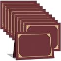 HAUTOCO 10 Packs Certificate Holders, Burgundy Diploma Holders, Document Award Covers Certificate Folders with Gold Foil Border for 8.5x11 Letter Size