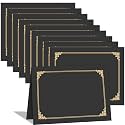 HAUTOCO 10 Pcs Certificate Holders, Black Diploma Folders Document Covers with Gold Foil Border for Letter Size 8.5x11 Cardstock, Award, Graduation