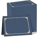 HAUTOCO 120 Pack Certificate Holders, Navy Blue Diploma Holders, Document Award Covers Certificate Folders with Gold Foil Border for 8.5x11 Letter Size