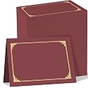 HAUTOCO 120 Packs Certificate Holders, Burgundy Diploma Holders, Document Award Covers Certificate Folders with Gold Foil Border for 8.5x11 Letter Size