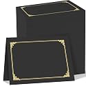 HAUTOCO 120 Pcs Certificate Holders, Black Diploma Folders Document Covers with Gold Foil Border for Letter Size 8.5x11 Cardstock, Award, Graduation