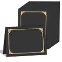 HAUTOCO 90 Pcs Certificate Holders, Black Diploma Folders Document Covers with Gold Foil Border for Letter Size 8.5x11 Cardstock, Award, Graduation