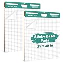 HAUTOCO Sticky Easel Pads 25 x 30 In, 2 Pack White Grid Flip Chart Paper