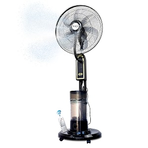 havai red x 1834 bldc mist pedestal fan  high-speed remote amp touch control 45l tank 75w power 350 sq ft coverage easy install black