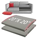 Couch Cushion Support for Sagging Seat 20X20X2 Inches Couch Supports for Sagging Cushions, High Density Foam Sofa Cushion Support with Anti Slip Mesh Fabric Light Grey Set of 2