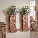 Havawish 2 Pcs Country Room Decor Western Cowboy Wood Boots, Retro Style