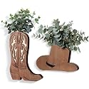 Havawish 2 Pcs Country Room Decor Western Cowboy Wood Boots, Cowboy Hat