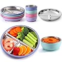 Havawish 8 Pcs Stainless Steel Baby Plates Bowls with Suction Set,Gray