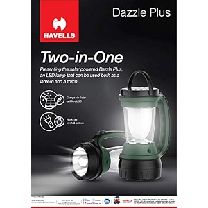 havells dazzle plus lhextdp7hn1g005 5w led lantern cum torch pack of 1 lilitary green