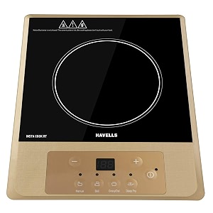 havells induction cooktop insta cook-rt4 cooking optionsglass ceramic platesoft touchauto pan detectionenergy efficientdouble mov3 yr coilamp1 yr product manufacturer warrantybrown black 1400 w
