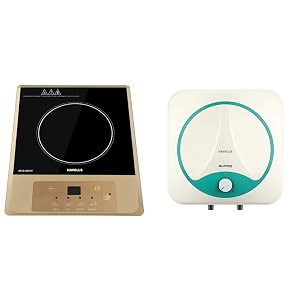 havells insta cook rt 1400 watts induction cooktop amp havells quatro 15 litre vertical storage water heater white green