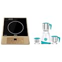 Havells Insta Cook RT 1400 watts Induction Cooktop &amp; Havells ASPRO 500 Watt Mixer Grinder with 3 Stainless Steel Jar (White &amp; Light Blue) with 5 Year Motor Warranty