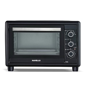 havells otg 16t bl - 16 litre  toughened double glass door  60 min timer  6 heating modes  4 skewer rods baking tray  2-year warranty  1200 watt black