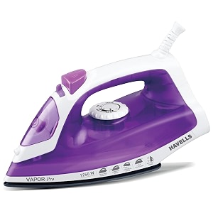 havells vapor pro 1250 watt steam iron with powerfull steam spay  horizontalvertical steaming  self cleaning function  200ml tank capacity  2 years warranty - purple - 1250 watts abs