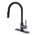 Havin Black Kitchen Faucet with Pull Down Sprayer, Matte Black, Stainless Steel,Including 10inch Deack Plate,for 1 or 3 Holes Sink