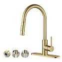 Havin Gold Kitchen Faucet with 10 inch Deck Plate and 2pcs Sprayers