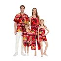 Hawaii Hangover Family Matching Hawaiian Clothes, Sunset Red