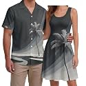 Hawaii Matching Couple Outfits Husband and Wife Clothing Fashionable Mens Casual Shirts Hawaii Dress with Soft Fabric