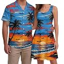 Hawaii Matching Couple Outfits Husband and Wife Clothing Fashionable Mens Casual Shirts Hawaii Dress with Soft Fabric
