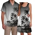 Hawaii Matching Couple Outfits Husband and Wife Clothing Fashionable Mens Casual Shirts Hawaii Dress with Soft Fabric