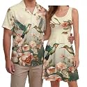 Hawaii Matching Couple Outfits Husband and Wife Clothing Fashionable Mens Casual Shirts Hawaii Dress with Soft Fabric