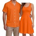 Hawaii Matching Couple Outfits Husband and Wife Clothing Fashionable Mens Casual Shirts Hawaii Dress with Soft Fabric