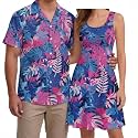 Hawaii Matching Couple Outfits Husband and Wife Clothing Fashionable Mens Casual Shirts Hawaii Dress with Soft Fabric