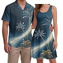 Hawaii Matching Couple Outfits Husband and Wife Clothing Fashionable Mens Casual Shirts Hawaii Dress with Soft Fabric