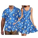 Hawaii Matching Couple Outfits Husband and Wife Clothing Fashionable Mens Casual Shirts Hawaii Dress with Soft Fabric