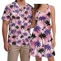 Hawaii Matching Couple Outfits Husband and Wife Clothing Fashionable Mens Casual Shirts Hawaii Dress with Soft Fabric