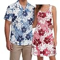 Hawaii Matching Couple Outfits Husband and Wife Clothing Fashionable Mens Casual Shirts Hawaii Dress with Soft Fabric