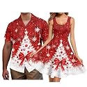 Hawaii Matching Couple Outfits Husband and Wife Clothing Fashionable Mens Casual Shirts Hawaii Dress with Soft Fabric