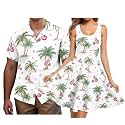 Hawaii Matching Couple Outfits Husband and Wife Clothing Fashionable Mens Casual Shirts Hawaii Dress with Soft Fabric