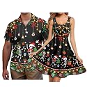Hawaii Matching Couple Outfits Husband and Wife Clothing Fashionable Mens Casual Shirts Hawaii Dress with Soft Fabric