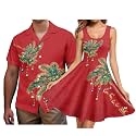 Hawaii Matching Couple Outfits Husband and Wife Clothing Fashionable Mens Casual Shirts Hawaii Dress with Soft Fabric