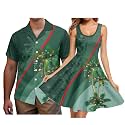 Hawaii Matching Couple Outfits Husband and Wife Clothing Fashionable Mens Casual Shirts Hawaii Dress with Soft Fabric
