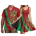 Hawaii Matching Couple Outfits Husband and Wife Clothing Fashionable Mens Casual Shirts Hawaii Dress with Soft Fabric