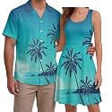 Hawaii Matching Couple Outfits Husband and Wife Clothing Fashionable Mens Casual Shirts Hawaii Dress with Soft Fabric