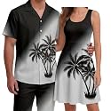 Hawaii Matching Couple Outfits Husband and Wife Clothing Fashionable Mens Casual Shirts Hawaii Dress with Soft Fabric