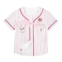 Hawaiian Baseball Jersey for Toddler Girls Summer Vacation Theme Park Outfit Short Sleeve Button Down Shirt