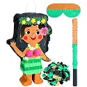 Hawaiian Girl Piñata with Stick and Blindfold Confetti