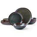HaWare Stoneware Dinnerware Set, 12-Piece for 4, Reactive Moss Green