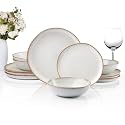 HaWare 12-Piece Dinnerware Sets, Stoneware Plates and Bowls Set for 4, Ceramic Dishware Dinner Set for Home Restaurant, Chip and Crack Resistant, Microwave and Dishwasher Safe, Reactive Pearl White