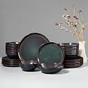 HaWare Plates and Bowls Set, Stoneware Dinnerware Sets, Reactive Moss Green