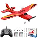 HAWK'S WORK 2 CH RC Airplane, RC Plane Ready to Fly, 2.4GHz Remote Control Airplane, Easy to Fly RC Glider for Kids &amp; Beginners (Red)