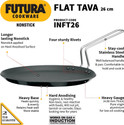 Hawkins Futura Flat (INFT26) Tawa 26 cm diameter (Hard Anodised, Non-stick, Induction Bottom)