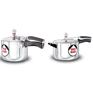 hawkins miss mary aluminium pressure cooker 3l  5l silver combo
