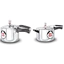 HAWKINS Miss Mary Aluminium Pressure Cooker, 3L + 5L, Silver Combo